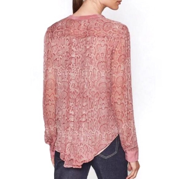 JOIE Tassa Silk Blouse Snakeskin Print Top Laurel - Picture 7 of 12